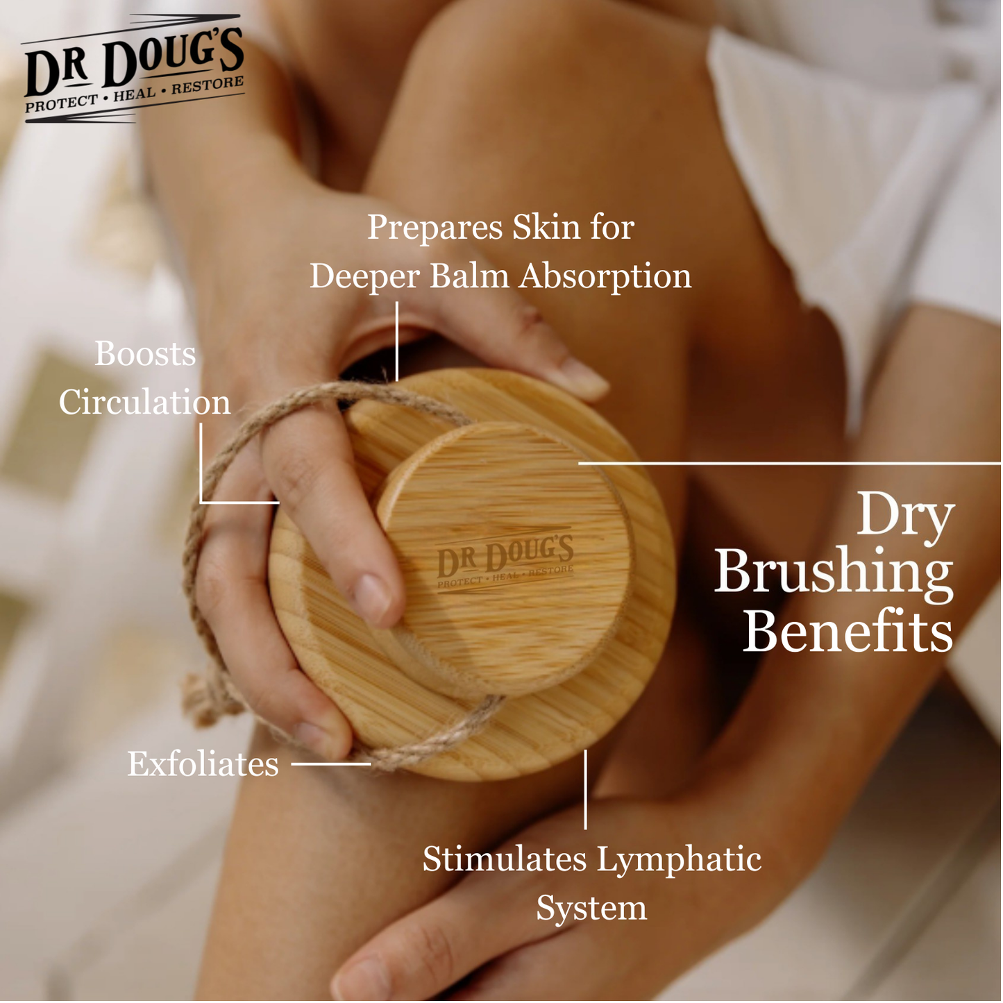 Dr. Doug's Premium Round Dry Brush – Exfoliate, Stimulate, Transform